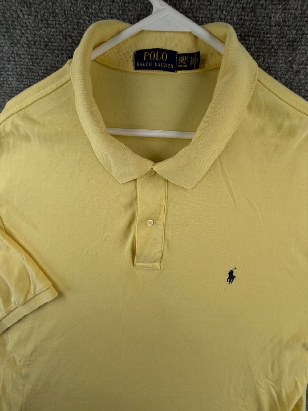 Polo Ralph Lauren Short Sleeve Polo Shirt Men 2XLT Tall Yellow Blue Pony Logo